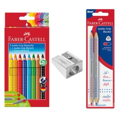 Image de FABER CASTELL 205225 Set de crayons couleur rentrée des classes, 13 pièces, y compris taille crayon Jumbo, et syllabaire
