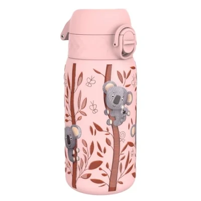 Image de Ion8 Gourde Enfant Inox 400ml, Anti Fuite, Facile à Ouvrir, Verrouillage Sécurisé, Lavable au Lave Vaisselle, Poignée de Transport, Nettoyer, Durable, Acier Inoxydable, Motif Koalas