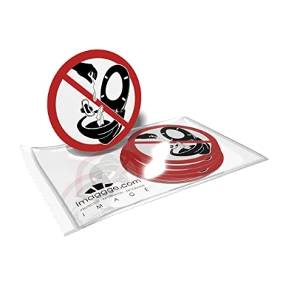 Image de Autocollant pour cuvette de toilettes Ne rien jeter dans les WC 15 stickers ronds 4,5cm