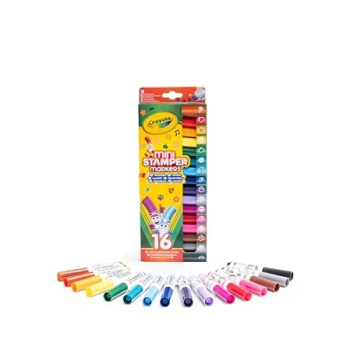 Image de CRAYOLA 16 feutres lavables avec pointe tampon Pip Squeaks, couleurs assorties, pour l&#039;école et les loisirs, à partir de 3 ans