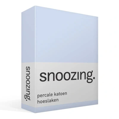 Image de Snoozing Drap Housse en Percale de Coton 140x220 cm Bleu Clair