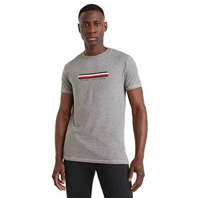 Image de Tommy Hilfiger CN SS Tee UM0UM02348 T Shirts Manches Courtes, Gris (Medium Grey Heather), L Homme