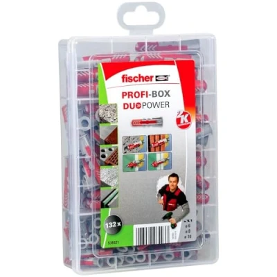 Image de fischer Profi Box de 132 chevilles bi matière et multi matériaux DUOPOWER / 60 6x30, 8x40 12 10x50