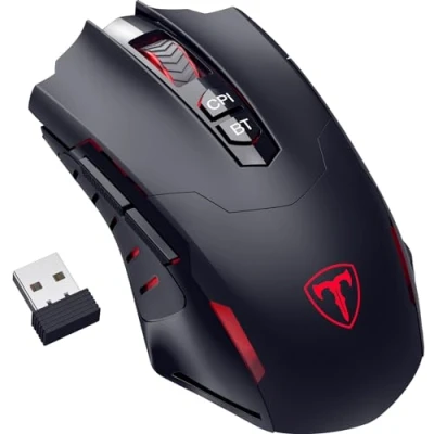 Image de RisoPhy Souris de Jeu sans Fil, Connectivité Bimodale 2.4G/Bluetooth, Ergonomique Bluetooth, 6 Boutons Programmables, Fil pour Jeux à 8000 DPI