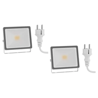 Image de ledscom.de 2 pièces Projecteur de jardin LED FLIN pour l&#039;extérieur, IP66, fiche, 11,5 W, 837lm, blanc chaud