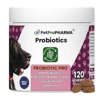Image de PetPro PHARMA Probiotic Pro Probiotiques pour Chiens et Chats. Complément Digestif Renforcement Immunitaire, 120 Comprimés à Mâcher, avec probiotiques, prébiotiques enzymes.