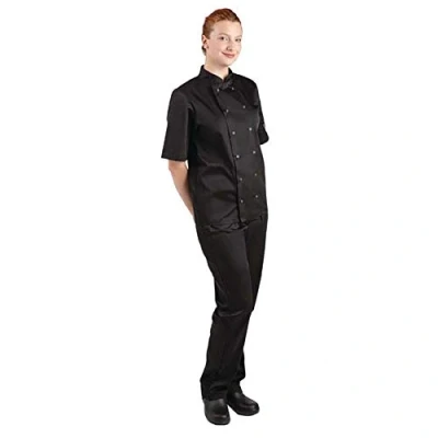 Image de Whites Chefs Clothing A439 5XL Vegas Veste de chef unisexe à manches courtes en polycoton Taille Poitrine 163 168 cm Noir