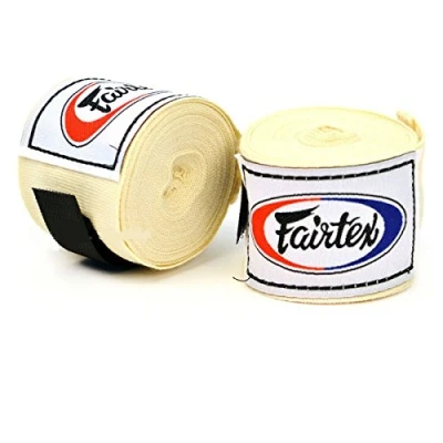 Image de Fairtex!! HW2 Paire de bandages boxe en coton qualité supérieure Crème 4,5 m