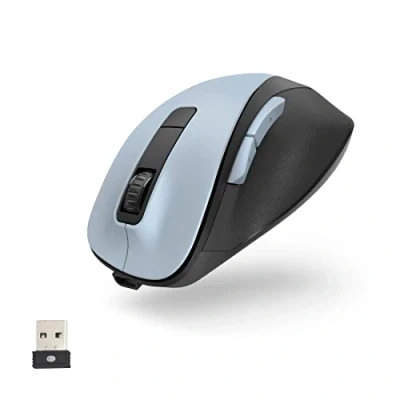 Image de Hama MW 500 Recharge Souris sans Fil Technologie 2.4Ghz, Rechargeable en USB C, Capteur Blue Wave 1600 dpi, Smart Link, Clics Silencieux, Droitier/e Bleu