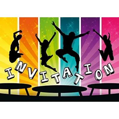 Image de Edition Colibri 11017 FR Lot de 10 Cartes d‘invitation en Français pour un anniversaire d‘enfant ou une partie saut dans le parc trampoline