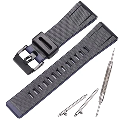 Image de MCXGL Bracelet en résine pour homme Compatible avec Casio G Shock GA 2000 PRG 600 650 PRW 6600 Étanche 24 mm Bleu et noir