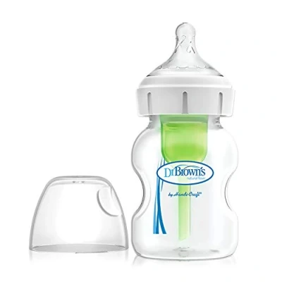 Image de Dr. Brown&#039;s Natural Flow Biberon à col large, options anti coliques, 150 ml, avec tétine de niveau 1, lot 1