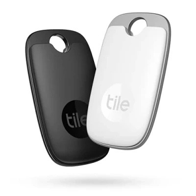 Image de Tile Pro (2022) Lot de 2 localisateurs d’article Bluetooth, Portée 120 m, fonctionne avec Alexa et Google Smart Home. Compatible iOS Android, Noir/Blanc