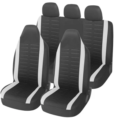 Image de upgrade4cars Housse de Siege Voiture Appui Tête Intégré Universelle Noir Gris Ensemble Housses Siège Auto Universel Couvre Sieges pour Avant et Arrière