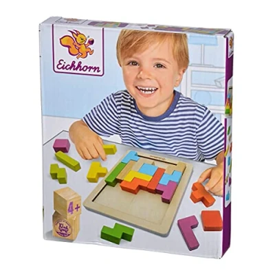 Image de Eichhorn Jeu de Formes colorées, d&#039;adresse avec 20 Pierres en 5 Formes, 21 pièces, 18 x 15 cm, pour 1 Joueur, Bois, à partir 4 Ans