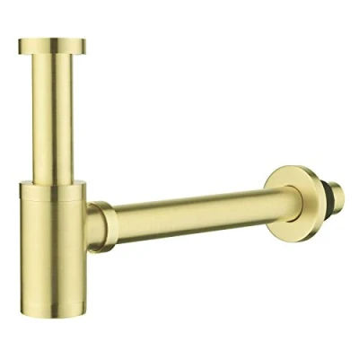 Image de Laiton Siphon de Lavabo, Keymark Universel Syphon Design 1 1/4 x 32mm, Réglable Anti Odeur Dorée, Or Brossé
