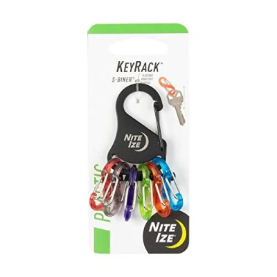Image de NiteIze KRK2 01 R6 Porte clé en S Noir/Assorted Taille Unique, Noir avec Couleurs Assorties (Noir Assorties), Moderne