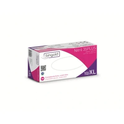Image de BINGOLD gants jetables Nitrile 35PLUS, nitrile, bleu violet, taille XL, boîte de 100