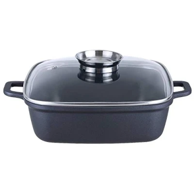 Image de KOPF Rôtissoire Santorin en fonte d&#039;aluminium 35 x 28 cm 5 litres avec couvercle verre