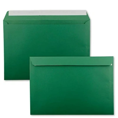 Image de Lot de 10 grandes Enveloppes XXL DIN C4 Vert foncé (vert) 22,9 x 32,4 cm Fermeture adhésive sans fenêtre d&#039;expédition pour format A4