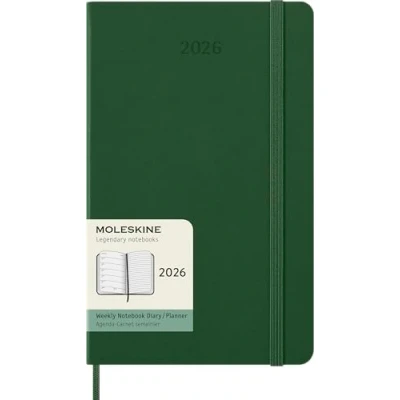 Image de Moleskine Agenda Hebdomadaire, Hebdomadaire 2026 12 Mois Avec Espace Pour Notes, Couverture Rigide et Fermeture Élastique, Format Large 13x21, Couleur Verte