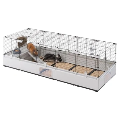 Image de Ferplast Cage pour Lapins, cochons d&#039;Inde, cobayes, Modular 4, Extensible, Grande à Lapin, Accessoires Inclus, Facile Nettoyer, 179 x 72 h 56 cm