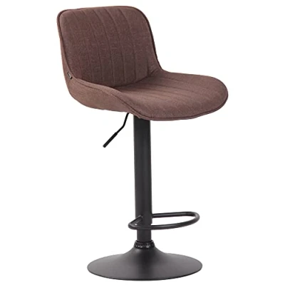 Image de CLP Tabouret De Bar Lentini en Tissu I Chaise Haute Bistrot avec Repose Pieds Hauteur Réglable Pivotant Siège Matelassé, Couleur:Marron, Couleur du Cadre:Noir