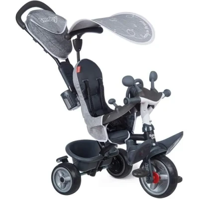 Image de Smoby Tricycle Baby Driver Plus Gris Vélo Evolutif Enfant Dès 10 Mois Roues Silencieuses Frein de Parking 741502