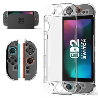 Image de Lmcpa Étui Protection Transparent Dockable Compatible avec Nintendo Switch 2 2025, Anti Rayures, Coque Rigide en PC pour Console et Joy Cons,
