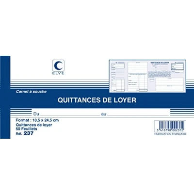 Image de Livret Elve quittances de loyer 105 x 245 mm 50 pages