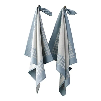 Image de de Witte Lietaer 200061 Pied Poule Lot 2 Torchons Coton Bleu 66 x cm