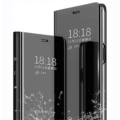 Image de LINER Coque pour Samsung Galaxy S21+ 5G / S21 Plus, Élégant Mirror Smart View Standing Flip Etanche Ultra Mince Antichoc Anti Rayures Etui Housse Plus Noir