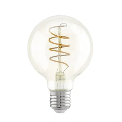 Image de Eglo Lampe LED E27 filament vintage spirale, ampoule Edison, globe éclairage rétro, 4 watts (correspond à 26 watts), 270 lumens, blanc chaud, ambré, 2200 Kelvin, G80, Ø 8 cm