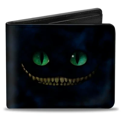 Image de Buckle Down Tim Burton&#039;s Cheshire Yeux et Dents de Chat + Pose d&#039;arbre Accessoire Voyage Portefeuille à Double pli, Multicolore, Default Size Homme