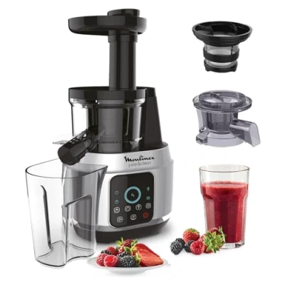 Image de Moulinex Juice &amp; Clean Extracteur de Jus fruits et légumes, vitaminés, Pressoir, 150 W, 42 à 83 tours/min, frais, Confiture, Coulis, Sorbet, Nettoyage automatique ZU420E10