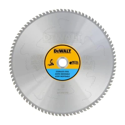 Image de DEWALT DT1922 QZ Lame de Scie Circulaire Stationnaire en Carbure Spécial MTCG/Inox Dimensions 355x25,4mm Disque 90 Dents Angle d&#039;Attaque 10 Meuleur à Trois Puces Modifié et Limiteur