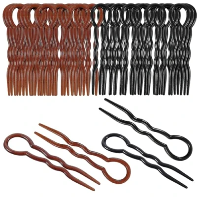 Image de 20 Pièces Épingles à Cheveux de Style Dame, Magic Simple Spirale Rapide Tresse Torsion Coiffant Clip Pin, Noir et Brun