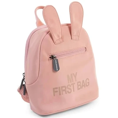 Image de CHILDHOME, Sac À Dos Enfant Bébé, Ecole, Maternelle, Crèche, Deux Compartiments, Contenance Adaptée Lunchbag/Bouteille, Boucle De Sécurité Amovible, Déperlant, My First Bag, rose et cuivre