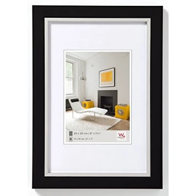 Image de walther design Cadre photo noir 10 x 15 cm avec bord intérieur argenté Metro LO015B