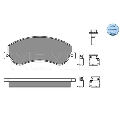 Image de MEYLE 025 244 8419/W Jeu de plaquettes frein ORIGINAL Quality Essieu avant contact signal d&#039;usure inclus avec tôle anti bruit accessoires
