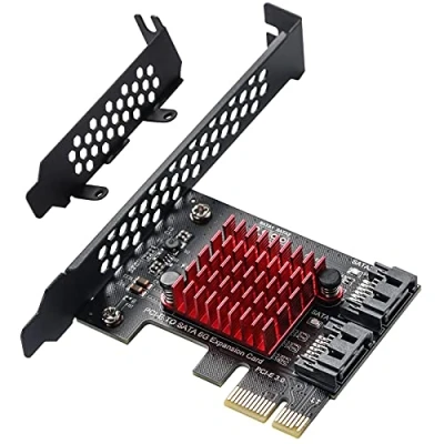 Image de MZHOU Carte d&#039;extension 2 SATA Card,Carte PCI E 3.0 GEN3 JMICRON+JMB582 Chip,Cartes 6 Gbit/s Express Controller Adapter Card pour Windows 2003/2008/ Vista / Win7/8/10/Linux
