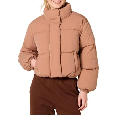 Image de Amazon Essentials Doudoune Courte (Disponible en Grande Taille) Femme, Brun Clair, XL