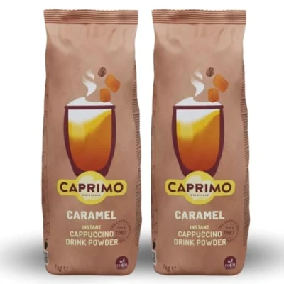 Image de CAPRIMO Cappuccino Aromatisé Caramel 2x1kg de Boisson Instantanée en poudre soluble pour un délicieux petit déjeuner