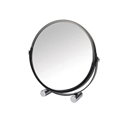 Image de douceur d&#039;intérieur, Miroir à Poser Double Face (Diamètre 17 cm) Vitamine Noir, Métal