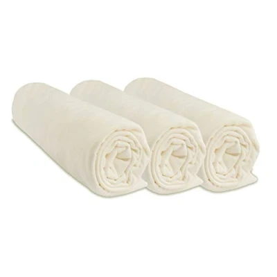 Image de Lot de 3 Draps Housse Bébé pour Couffin Berceau Nacelle Lit Parapluie 100% Coton Extensible Doux &amp; Respirant Marque Easy Dort Label Oeko Tex Fabriqué en Europe (Écru, 32x72)