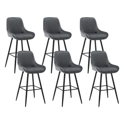 Image de WOLTU 6xTabourets de Bar Hauts avec Dossier, Chaise Moderne Repose Pieds Carré, Tabouret Ergonomique en Velours pour Le Bistrot, Hauteur d&#039;Assise 71 cm, Métal, Grigio Scuro, BH394dgr 6