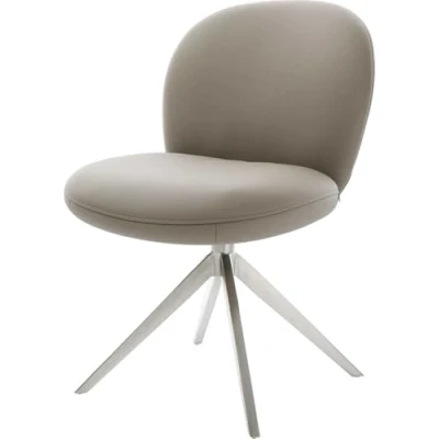 Image de Chaise pivotante Nube Flex cuir de vache couleur boue pied croisé large acier inoxydable brossé pivotement sur 360 fonction bascule ressorts ensachés