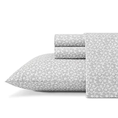 Image de Marimekko Draps pour Grand lit, Ensemble de literie en Percale Coton, décoration d&#039;intérieur Nette et fraîche (Pikkuninen Unikko Gris, lit)