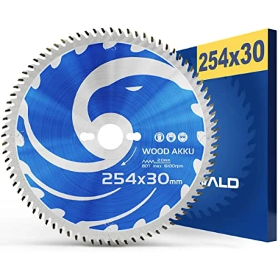 Image de FALKENWALD® Lame de scie circulaire 254 x 30 pour à batterie Idéale bois compatible avec Bosch PTS 10, GTS 10 XC