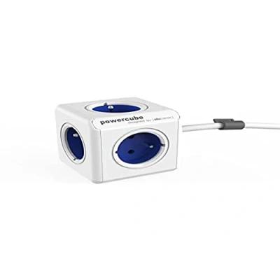 Image de allocacoc PowerCube Extended Bleu FR, 5 prises 230V, Blanc et